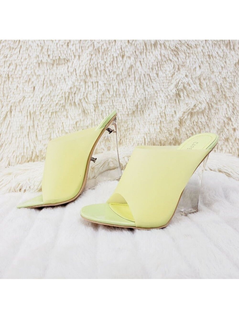 Candy Yellow Lime Jelly Slip On 4.5" Acrylic High Heel Wedge